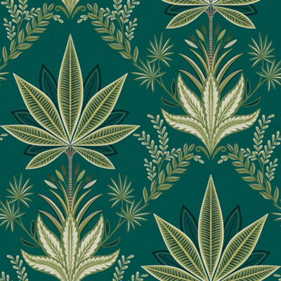 Galerie Mulberry Tree Green Palm Leaf Wallpaper Roll