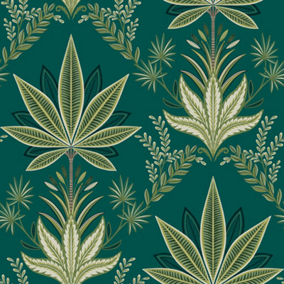 Galerie Mulberry Tree Green Palm Leaf Wallpaper Roll