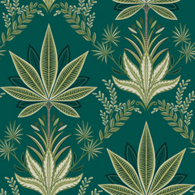 Galerie Mulberry Tree Green Palm Leaf Wallpaper Roll