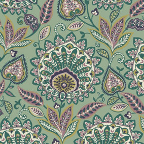Galerie Mulberry Tree Green Pink Floral Pattern Wallpaper Roll