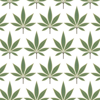 Galerie Mulberry Tree Green White Palm Leaf Wallpaper Roll