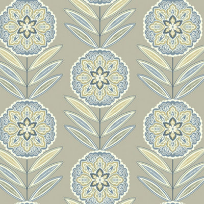 Galerie Mulberry Tree Grey Yellow Floral Wallpaper Roll