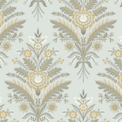 Galerie Mulberry Tree Light Blue Floral Leaf Wallpaper Roll