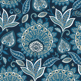 Galerie Mulberry Tree Navy Blue Floral Pattern Wallpaper Roll
