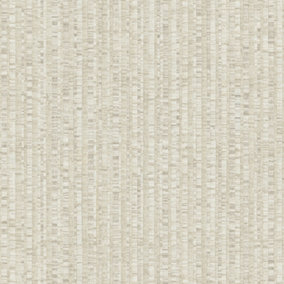 Galerie Natural FX 2 Beige Bamboo Stripe Matte Wallpaper Roll