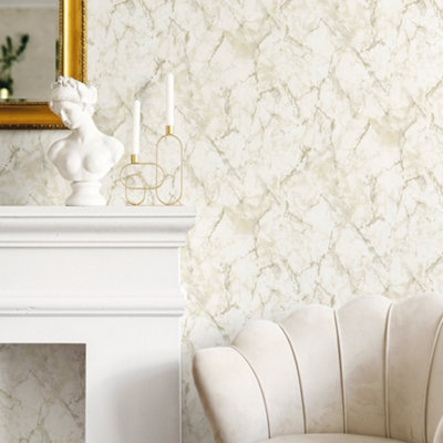 Galerie Natural FX 2 Beige Marble Effet Lustre Wallpaper Roll