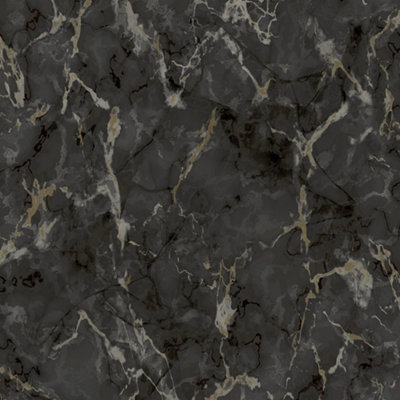 Galerie Natural FX 2 Black Marble Effect Wallpaper Roll DIY at B&Q