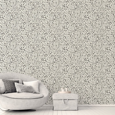 Galerie Natural FX 2 White Leopard Spots Matte Wallpaper Roll