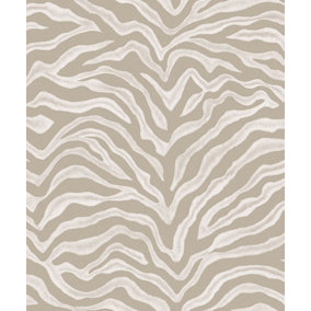 Galerie Natural Fx Beige Zebra Embossed Wallpaper