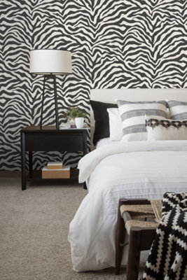 Galerie Natural Fx Black Zebra Embossed Wallpaper