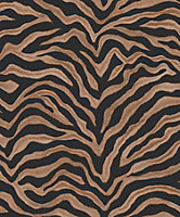 Galerie Natural Fx Bronze Brown Zebra Embossed Wallpaper