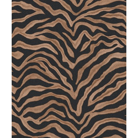 Galerie Natural Fx Bronze Brown Zebra Embossed Wallpaper