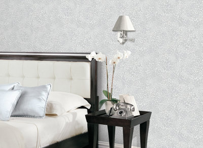 Galerie Natural Fx Silver Grey Leopard Embossed Wallpaper