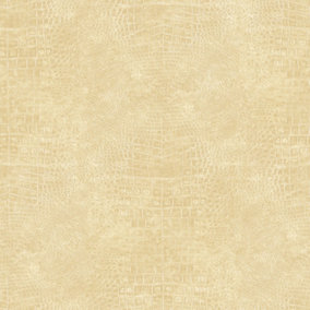 Galerie Natural Fx Yellow Gold Crocodile Embossed Wallpaper