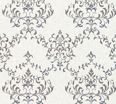 Galerie Neapolis 3 Silver Neapolis Damask Embossed Wallpaper