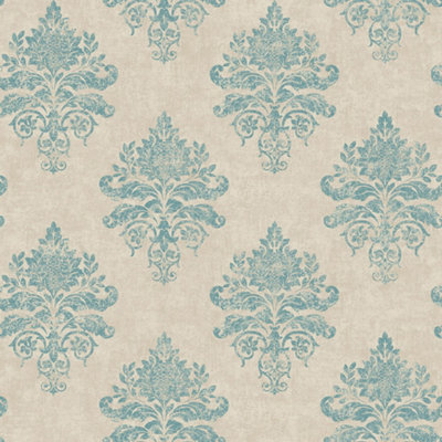 Galerie Nordic Elements Blue Damask Medallion Wallpaper Roll