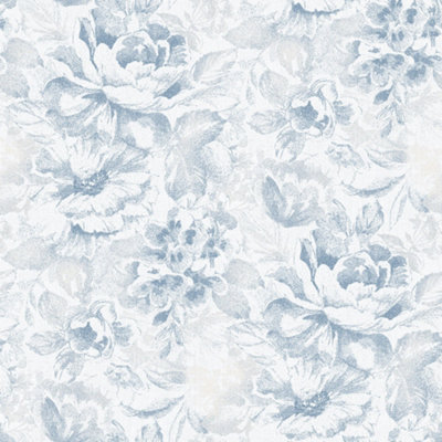 Galerie Nordic Elements Blue Large Floral Bunches Wallpaper Roll