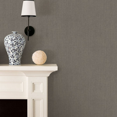 Galerie Nordic Elements Bronze Smooth Woven Effect Wallpaper Roll
