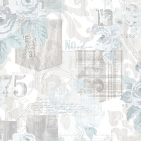 Galerie Nordic Elements Cream Floral Rose Patchwork Wallpaper Roll