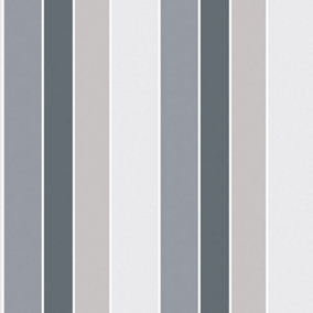 Galerie Nordic Elements Grey Multi Stripe Design Wallpaper Roll