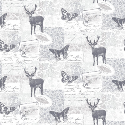 Galerie Nordic Elements Grey Wildlife Motif Wallpaper Roll