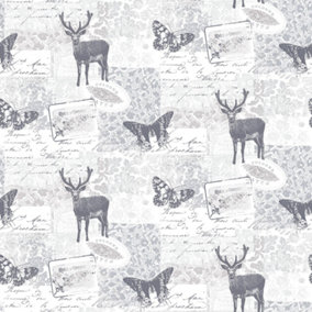 Galerie Nordic Elements Grey Wildlife Motif Wallpaper Roll