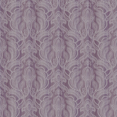 Galerie Nordic Elements Purple Embossed Metallic Paisley Stripe Wallpaper Roll