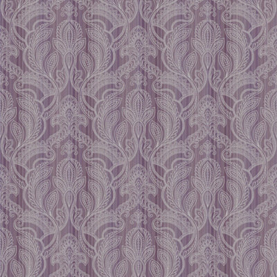 Galerie Nordic Elements Purple Embossed Metallic Paisley Stripe Wallpaper Roll