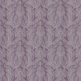 Galerie Nordic Elements Purple Embossed Metallic Paisley Stripe Wallpaper Roll