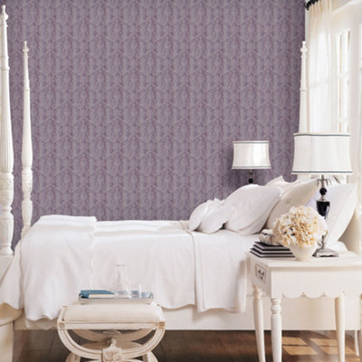 Galerie Nordic Elements Purple Embossed Metallic Paisley Stripe Wallpaper Roll
