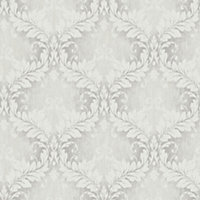 Galerie Nordic Elements Silver Embossed Floral Damask Trellis Wallpaper Roll