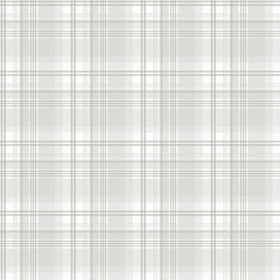 Galerie Nordic Elements Silver Plaid Design Wallpaper Roll