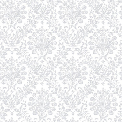 Galerie Nordic Elements Silver Smooth Floral Damask Wallpaper Roll