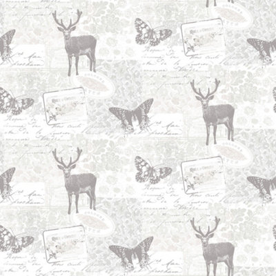 Galerie Nordic Elements Silver Wildlife Motif Wallpaper Roll