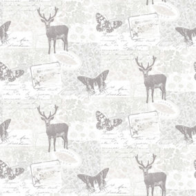 Galerie Nordic Elements Silver Wildlife Motif Wallpaper Roll