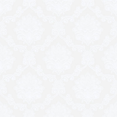 Galerie Nordic Elements White La Dentelle Damask Wallpaper Roll