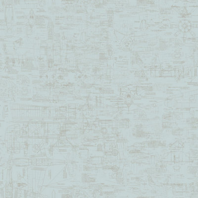 Galerie Nostalgie Blue Blueprint Smooth Wallpaper