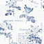 Galerie Nostalgie Blue Postale Rose Smooth Wallpaper