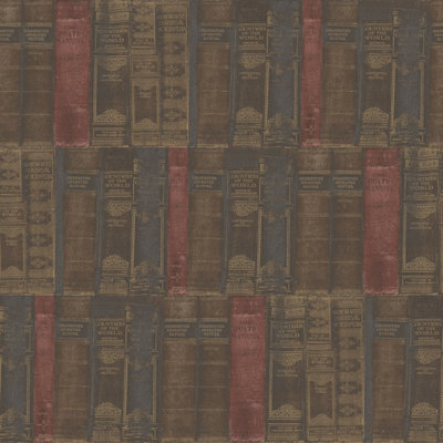 Galerie Nostalgie Brown Library Books Smooth Wallpaper