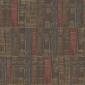 Galerie Nostalgie Brown Library Books Smooth Wallpaper