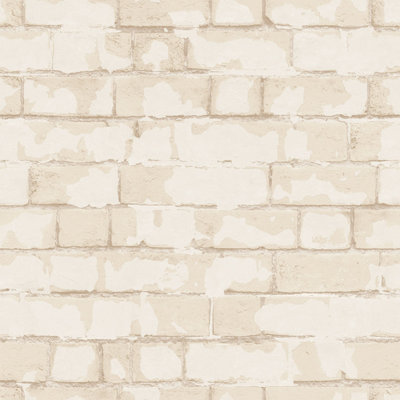 Galerie Nostalgie Cream Brick Wall Smooth Wallpaper | DIY at B&Q