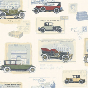 Galerie Nostalgie Cream Cars Smooth Wallpaper