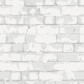 Galerie Nostalgie Silver Grey Brick Wall Smooth Wallpaper