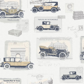 Galerie Nostalgie Silver Grey Cars Smooth Wallpaper