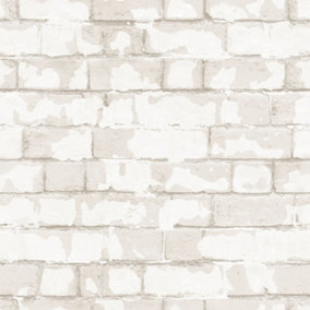 Galerie Nostalgie White Brick Wall Smooth Wallpaper