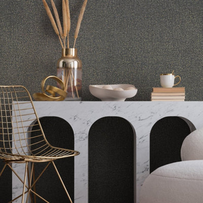 Galerie Odyssey Black Plain Texture Wallpaper