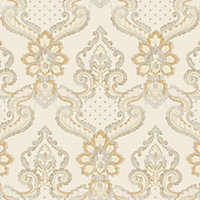 Galerie Opulence Gold Cream Luxury Italian Damask Embossed Wallpaper