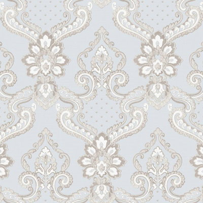 Galerie Opulence Grey Luxury Italian Damask Embossed Wallpaper