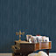 Galerie Opulence Navy Blue Pleated Texture Embossed Wallpaper
