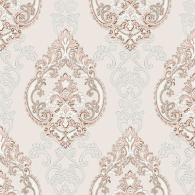 Galerie Opulence Pink Large Damask Embossed Wallpaper